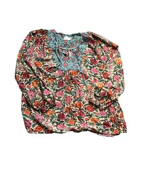 Natural life Peasant Blouse - Pink & Teal